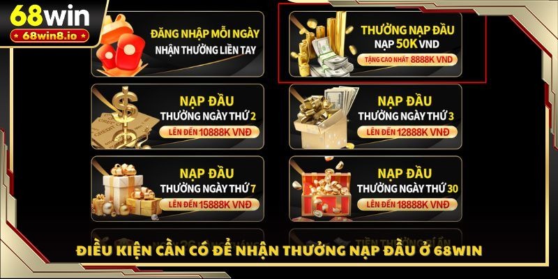 Điều kiện cần có để nhận thưởng nạp đầu ở 68WIN